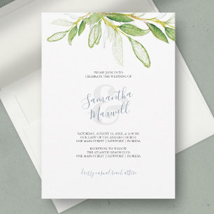 Carte Carton d'invitation de mariage Jardin de feuilles 