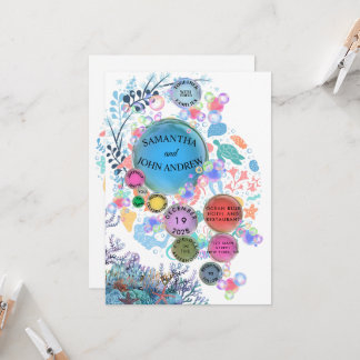 Carte Carton d'invitation de mariage sous l'eau