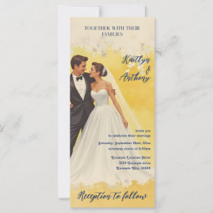 Carte Carton d'invitation de mariage vintage style Belle
