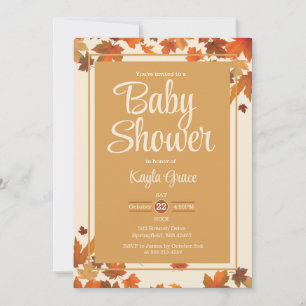 Carte Carton d'invitation pour une baby shower Feuilles 