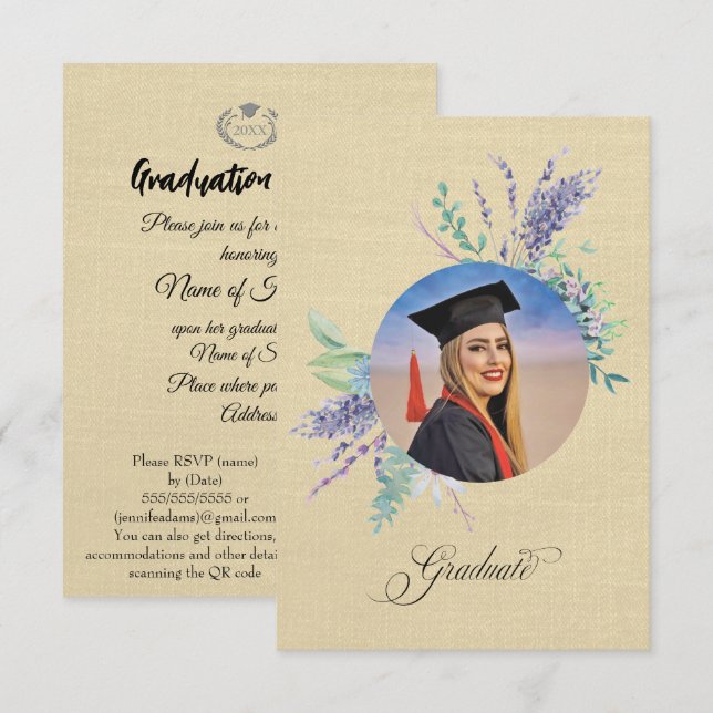 Carte Carton d'invitation pour une fête de remise de dip (Devant / Derrière)