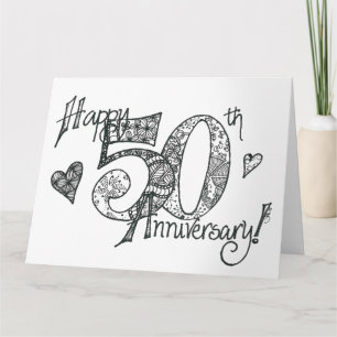 Carte Carton en tangage 50e Anniversaire (Lg) - blanc à