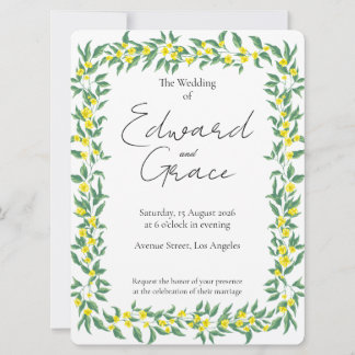 Carte Carton plat d'invitation de mariage à fleur sauvag