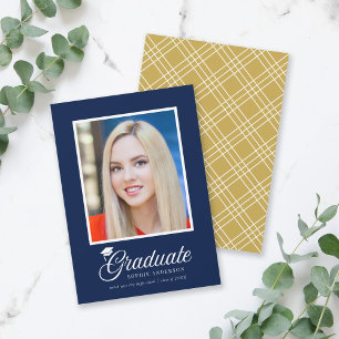 Carte Carton Script Couleurs modifiables Photo Graduate