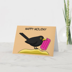 Carte Cartoon Blackbird mange de la crème glacée   Ajout
