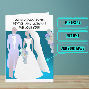 Carte Cartoon Blue Dream Wedding Day Félicitations