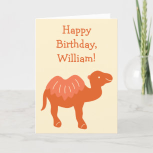 Carte Cartoon Camel Orange Bactrian 2 Humps Personalized