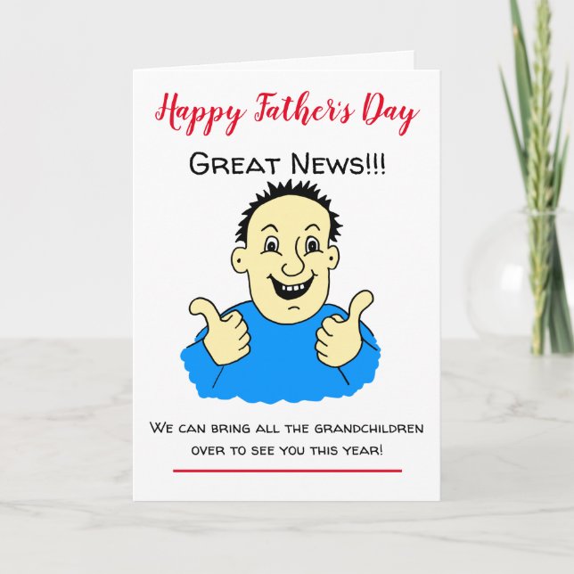 Carte Cartoon Cartoon Fête des pères Card pour la visite (Devant)