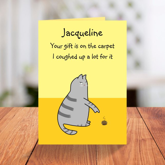 Carte Cartoon de chat amusant personnalisé Coughup Cadea (Créateur téléchargé)