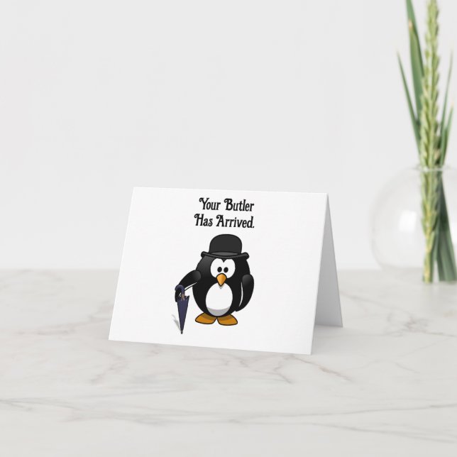 Carte Cartoon de pingouin à boutons doux et classe avec  (Devant)