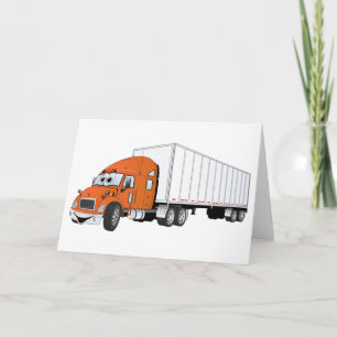 Carte Cartoon de semi-camion Orange White Trailer