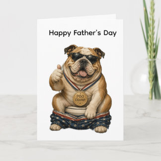 CARTE CARTOON DRÔLE DE BOULEDOGUE ANGLAIS FÊTE DES PÈRES
