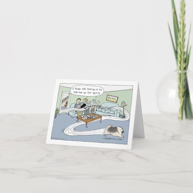 Carte Cartoon Keeshond Dog Agility | Anniversaire person (Devant)