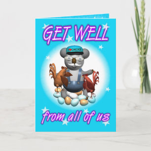 Carte Cartoon Koala Chicken Get Well Card