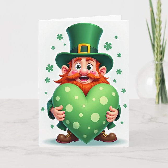 Carte Cartoon Leprechaun Heart Card (Devant)