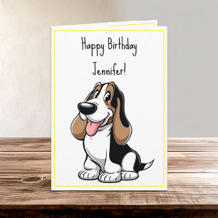 Carte Cartoon mignon Basset Hound Chien Chien Chien Chie