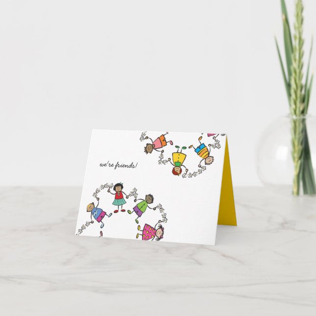 Carte Cartoon mignonne de heureux amis enfants dans le m (Devant)