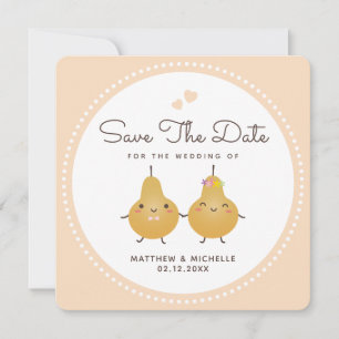 Carte Cartoon Parfait Poire Mariage Simple Enregistrer L