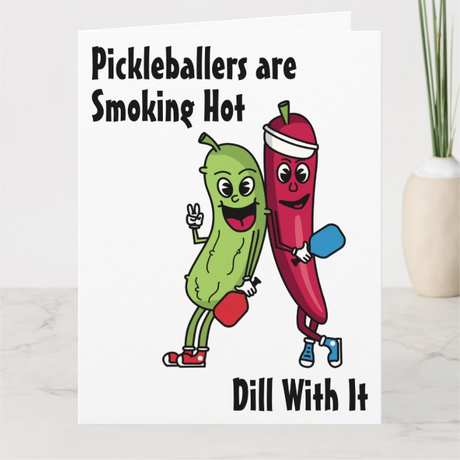 Carte Cartoon Picket et poivre Fumer Hot Pickleball (Devant)