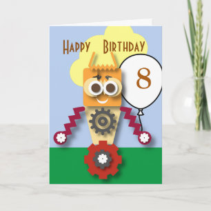 Carte Cartoon Robot Editable Children's Birthday