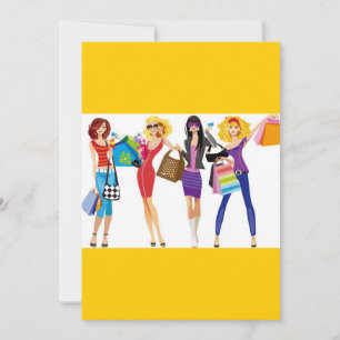 CARTE CARTOON SHOPPPING FILLES VECTEURS STYLE MODE S'AMU