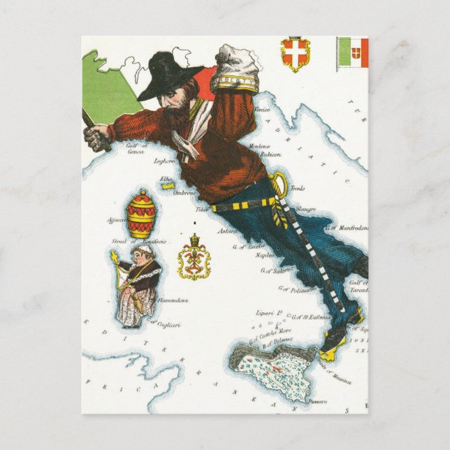 Carte Cartoon vintage de l'Italie (Devant)