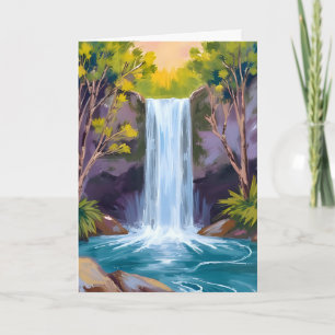 Carte Cascade Bleue Paysage Forestier Peinture de la N