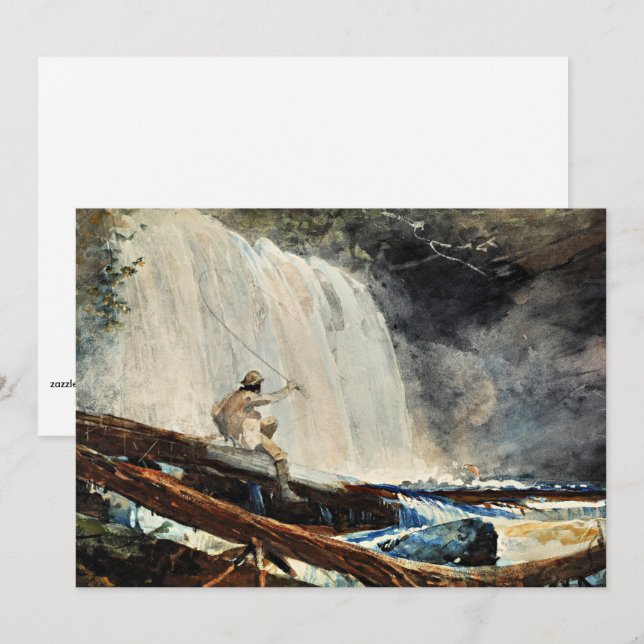 Carte Cascade dans les Adirondacks par Winslow Homer (Devant / Derrière)