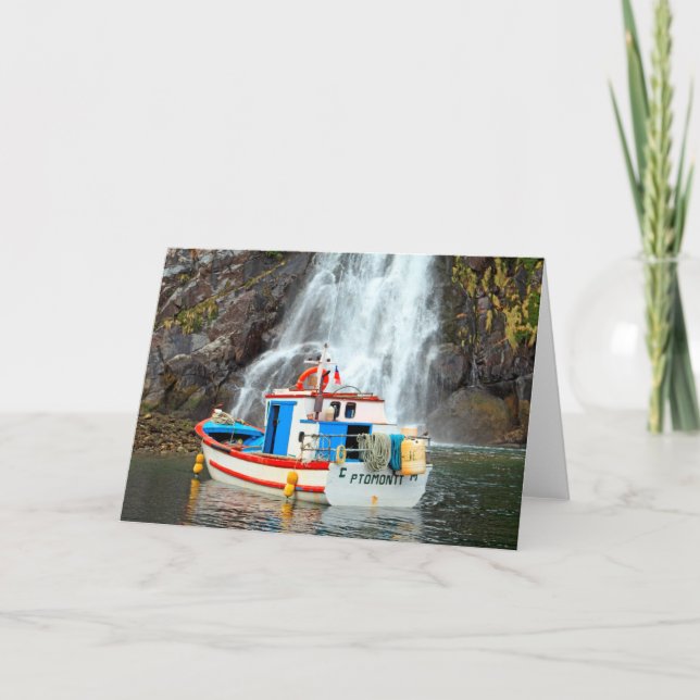 Carte Cascade et bateau (Devant)
