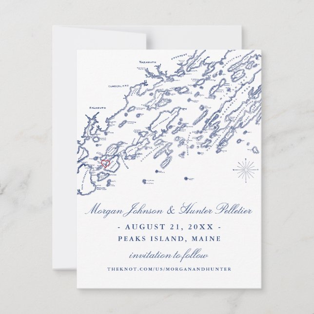 Carte Casco Bay Maine Enregistrer la date (Devant)