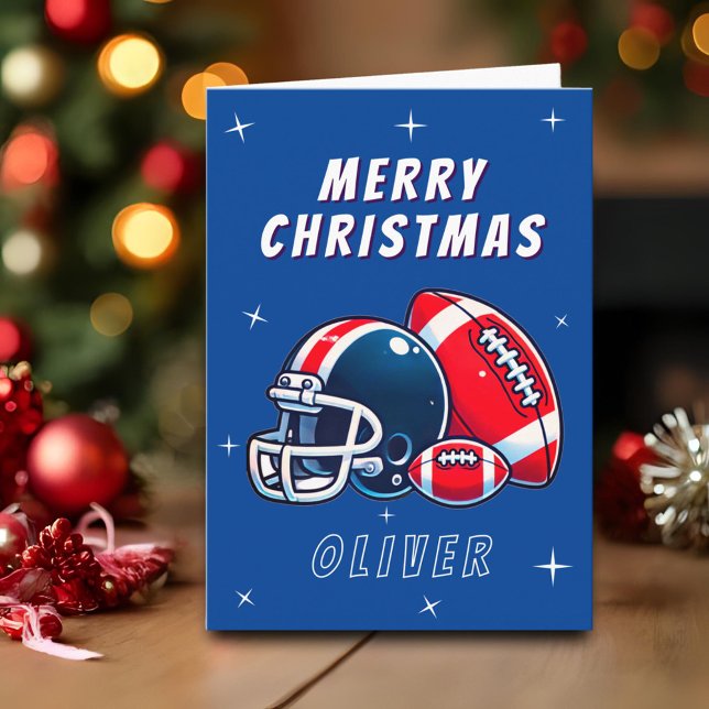 Carte Casque de balle de football Caricature Joyeux Noël (Créateur téléchargé)