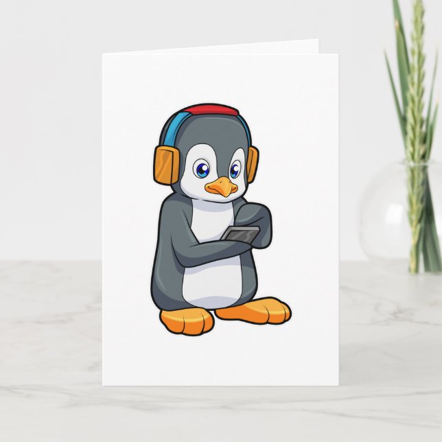 Carte Casque de musique Penguin (Devant)