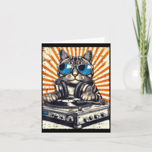 Carte Casque Dj Chat Tourde Table Musique Vintage Edm Ho