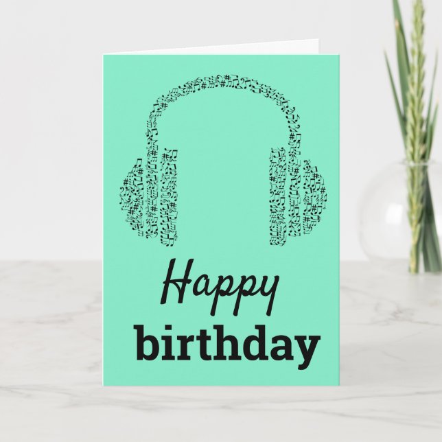 Carte Casques funky DJ music Joyeux anniversaire (Devant)