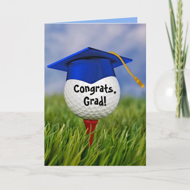 Carte Casquette Bleue De Diplôme Sur Bal De Golf (Devant)