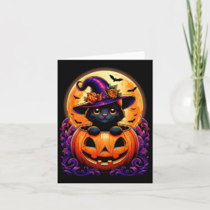 Carte Casquette de chats noirs Citrouille Drôle Hallowee