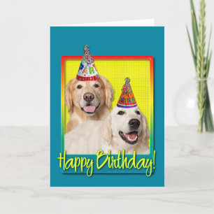 Carte Casquette de fête d'anniversaire - Golden Retrieve