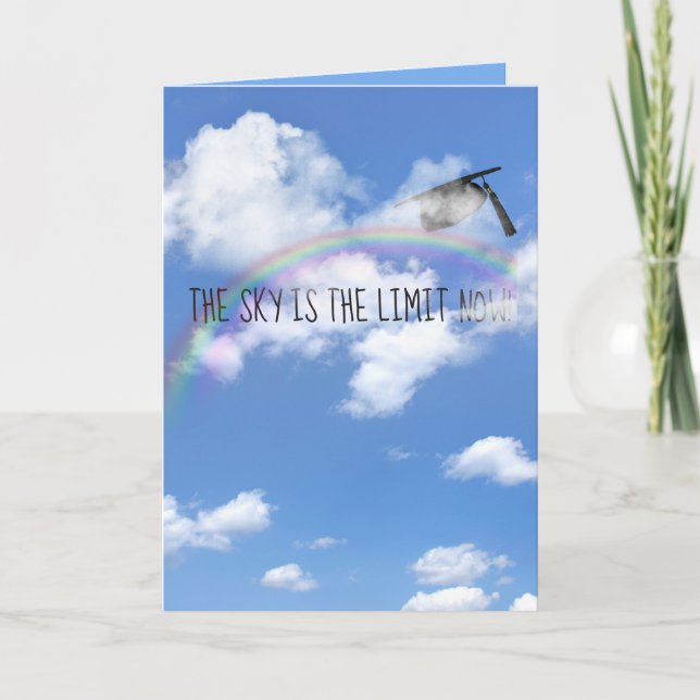 Carte Casquette de graduation dans les nuages avec arc-e (Devant)