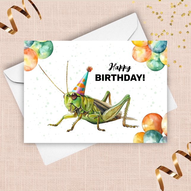 Carte Casquette de la fête de Grasshopper Aquarelle Joye (Créateur téléchargé)