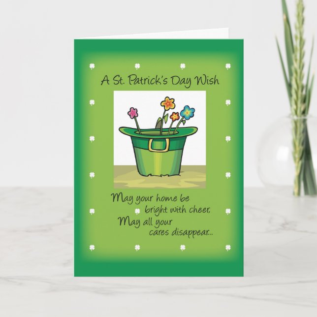 Carte Casquette de la Saint Patrick avec fleurs (Devant)