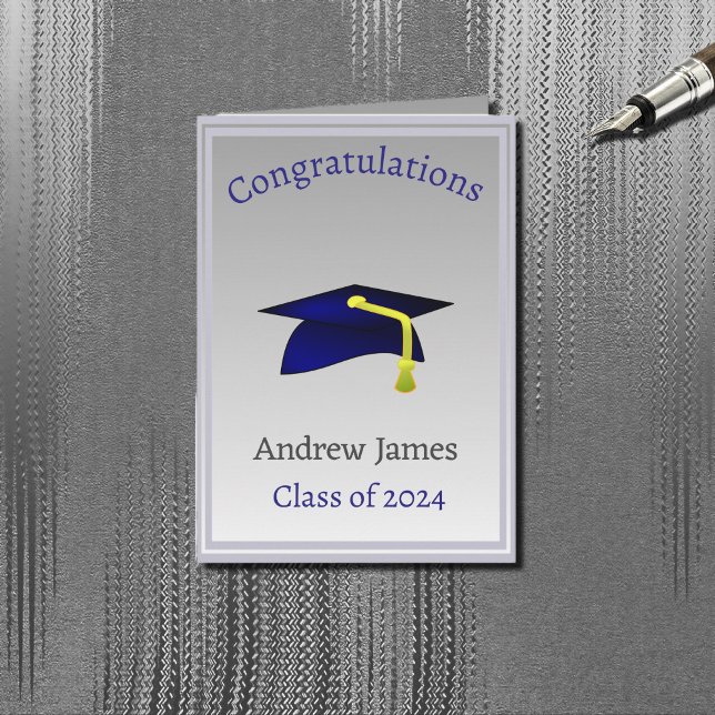 Carte casquette de remise des diplômes bleue en argent - (Créateur téléchargé)