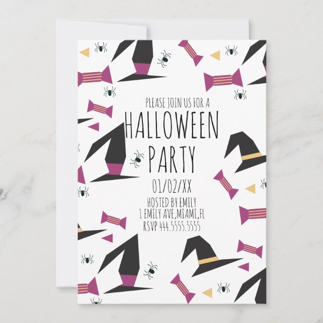 Carte Casquette de sorcière de fête d'Halloween Candy (Devant)