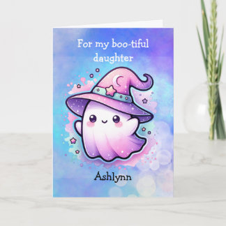 Carte Casquette de sorcière magique Ghost Happy Hallowee