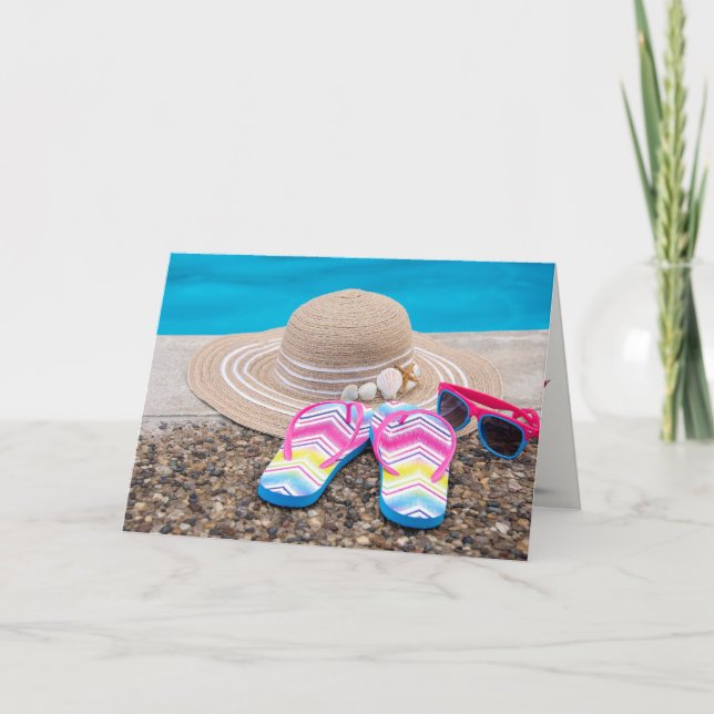 Carte casquette et tongs par pool Nom Jour (Devant)
