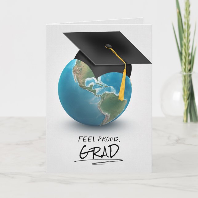 Carte Casquette noire de graduation sur le globe (Devant)