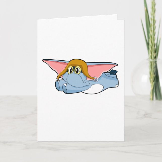 Carte Casquette pilote éléphant (Devant)
