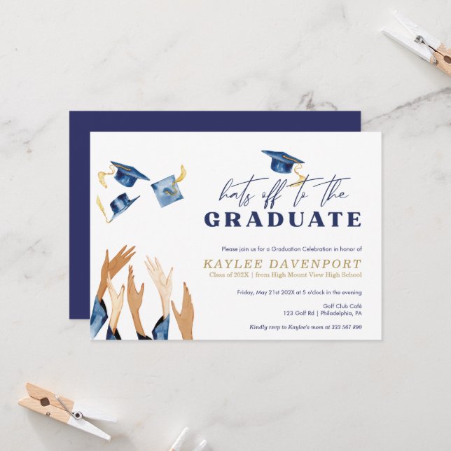 Carte Casquettes de diplômés hors casquettes de l'aquare (Devant/Arrière en situation)