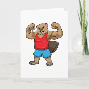 Carte Castor en Bodybuilder avec gros bras