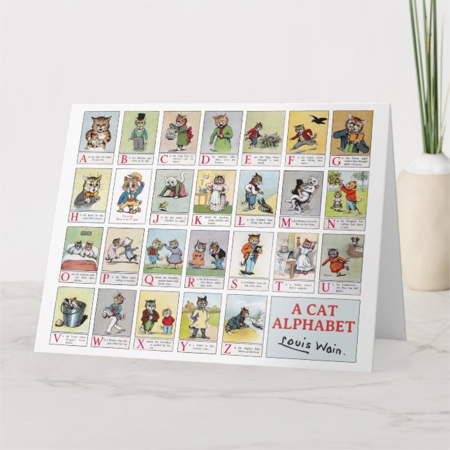 Carte Cat Alphabet, Louis Wain Card (Devant)