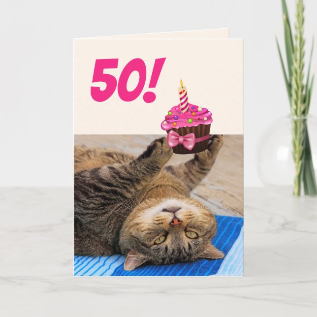 Carte Cat And Cupcake 50e anniversaire (Devant)